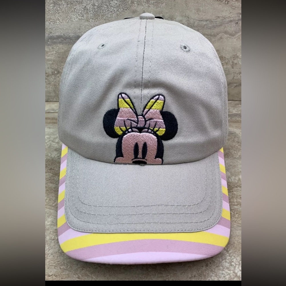 Women’s Disney Minnie Mouse Snapback Adjustable Hat Beige Tan Khaki Pink Cap